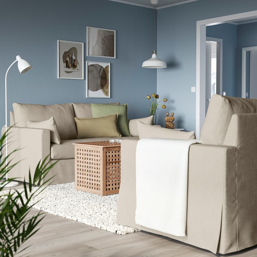 HYLTARP — Sofa 2-osobowa, Hemmesta jasnobeżowy,
