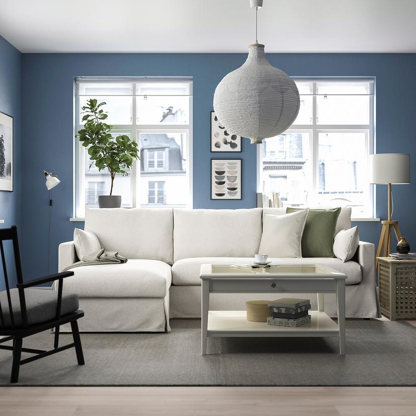 HYLTARP — 3-местный диван с козеткой, левый, Gransel неокрашенный