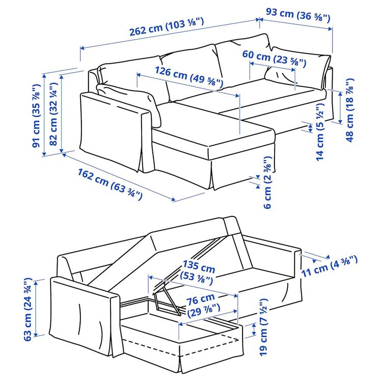 3-местный диван с козеткой, левый, Gransel серо-коричневый dimensions