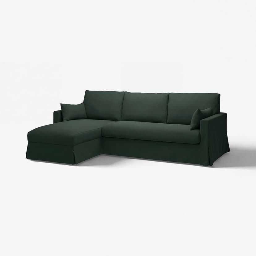 HYLTARP — Sofa 3o z szezlongiem, lewy, Tallmyra ciemnozielony,