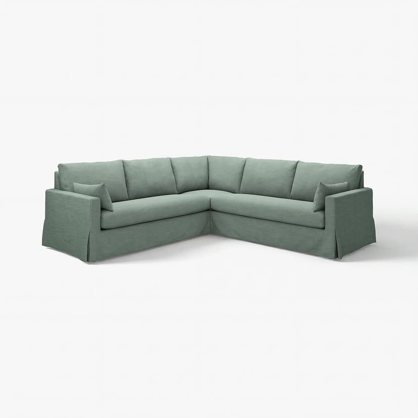 HYLTARP — Sofa narożna 4-osobowa, Hemmesta szarozielony,