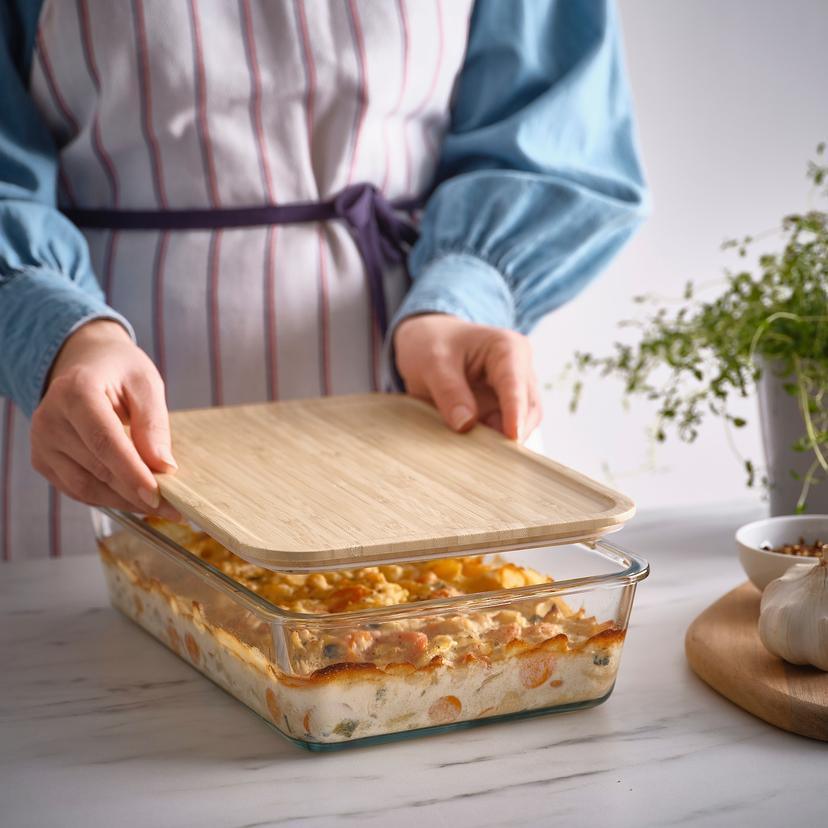 IKEA 365+ — Большой прямоугольный бамбуковый стеклянный контейнер для еды с крышкой