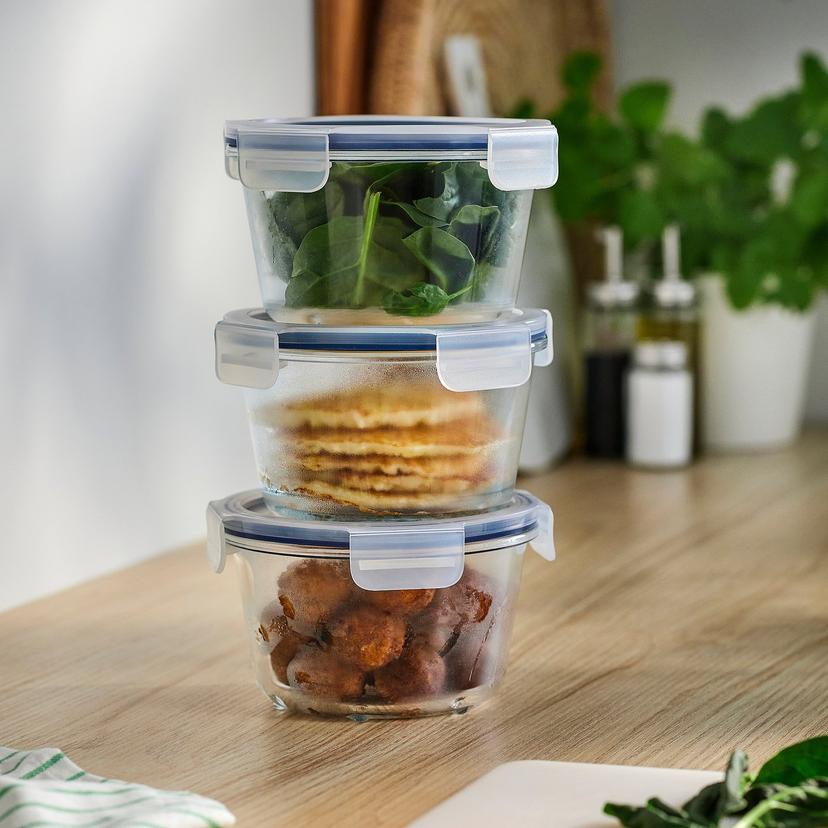 IKEA 365+ — Pojemnik na żywność z pokrywką, okrągły/szkło,