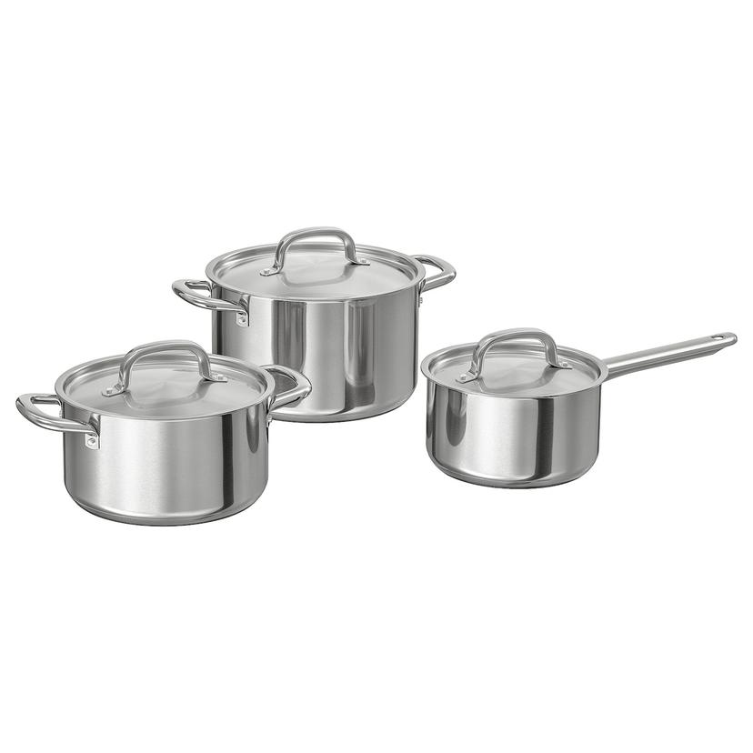 IKEA 365+ — набор кастрюль, 3 предмета, нержавеющ сталь