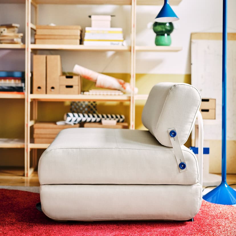 IKEA PS 2026 — Fotel rozkładany, Skiftebo jasny szarobeżowy,