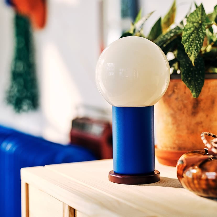 IKEA PS 2026 — Przenośna lampa LED, na baterie można przyciemniać/niebieski jasnożółty,