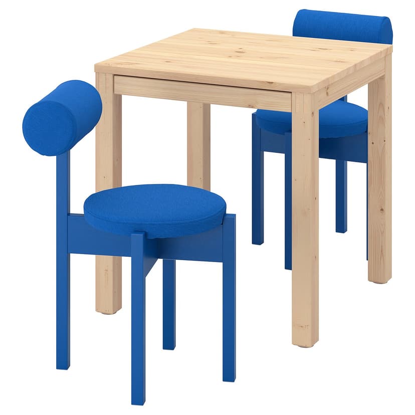 IKEA PS 2026 — Стол и 2 стула, сосна/Knäbäck ярко-синий, 70x70 см