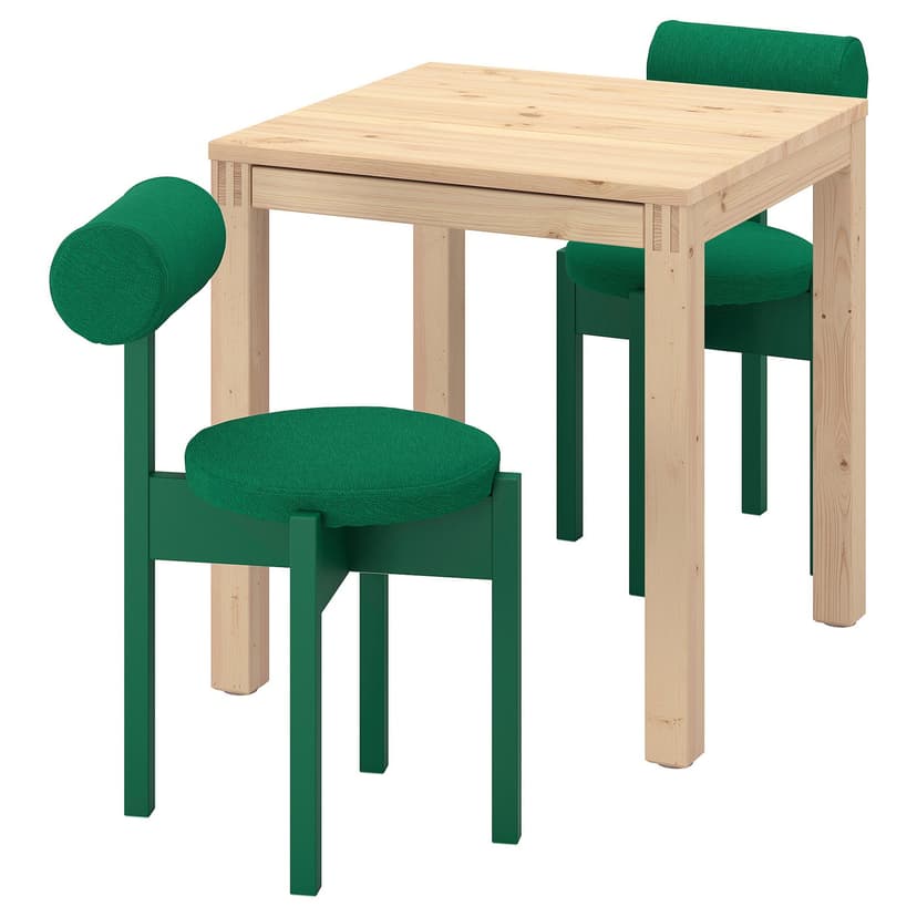 IKEA PS 2026 — Стол и 2 стула, сосна/Knäbäck ярко-зеленый, 70x70 см