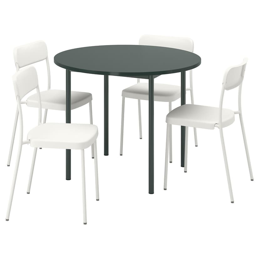 IKEA PS 2026 / VIHALS — Стол и 4 стула, зеленый/белый, 96 см