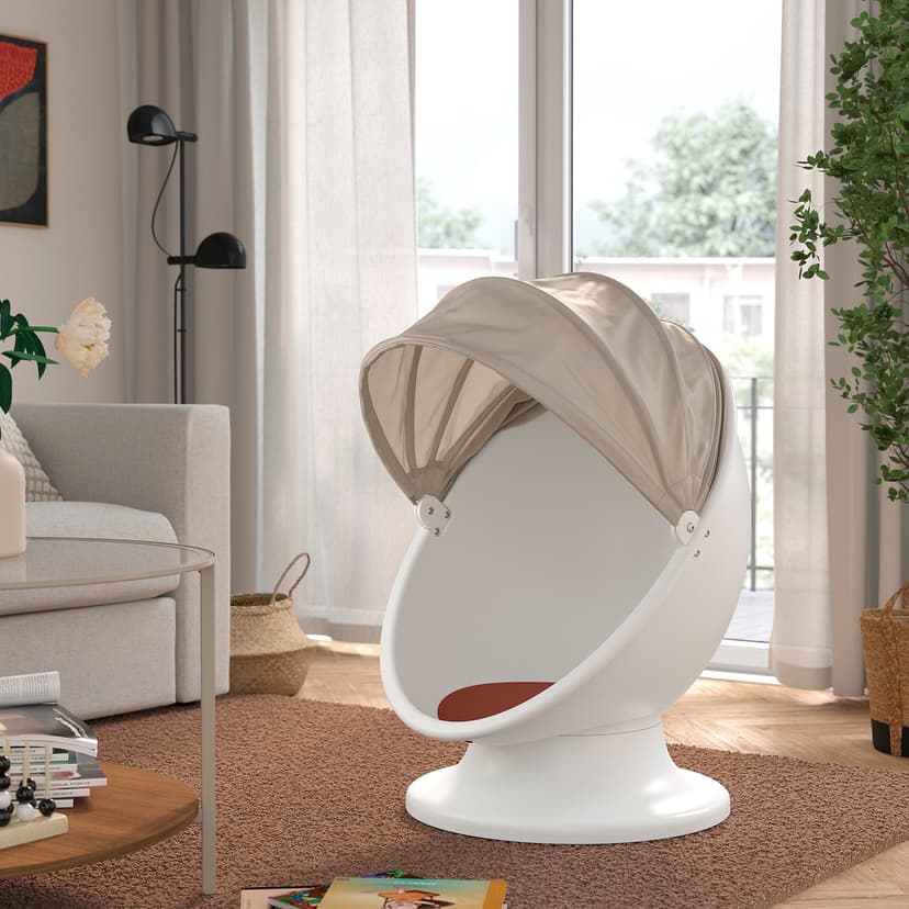 IKEA PS LÖMSK — Fotel obrotowy dla dzieci, biały beżowy/czerwony,