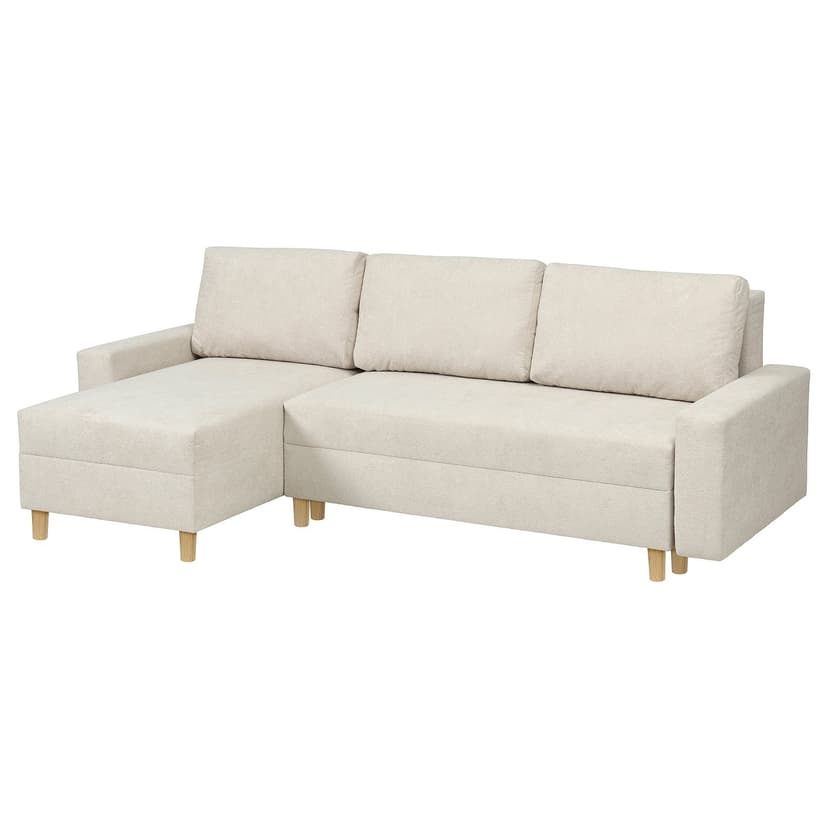 JÄRINGSHOLM — 3-os sofa rozkładana z szezlongiem, jasnobeżowy,
