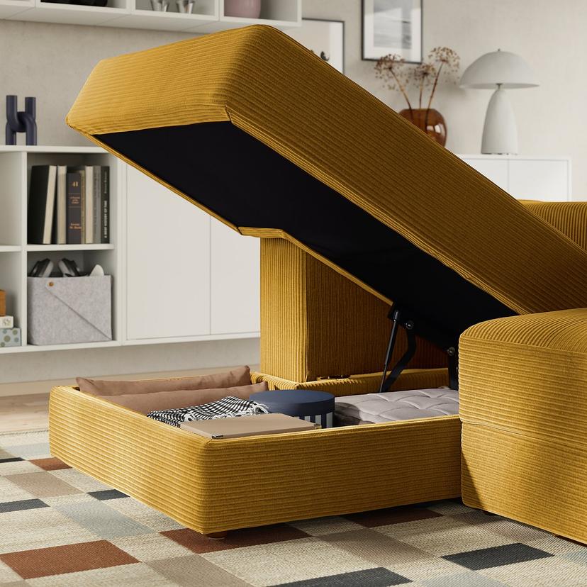 JÄTTEBO — Moduł sofy 2,5-os z szezlongiem, lewy/Samsala żółtobrązowy,