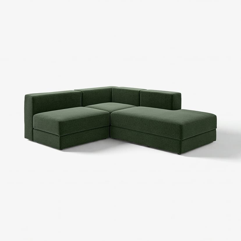JÄTTEBO — Modułowa sofa naroż 2,5 os z szezl, prawy/Johanneshov ciemnozielony,