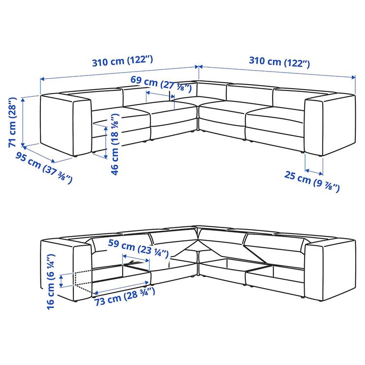 модульный угловой диван, 6-местный, самласа темный желто-зеленый dimensions
