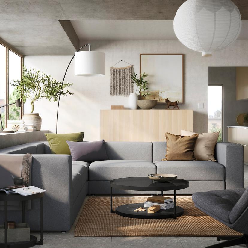 JÄTTEBO — модульный угловой диван, 6-местный, Tonerud серый