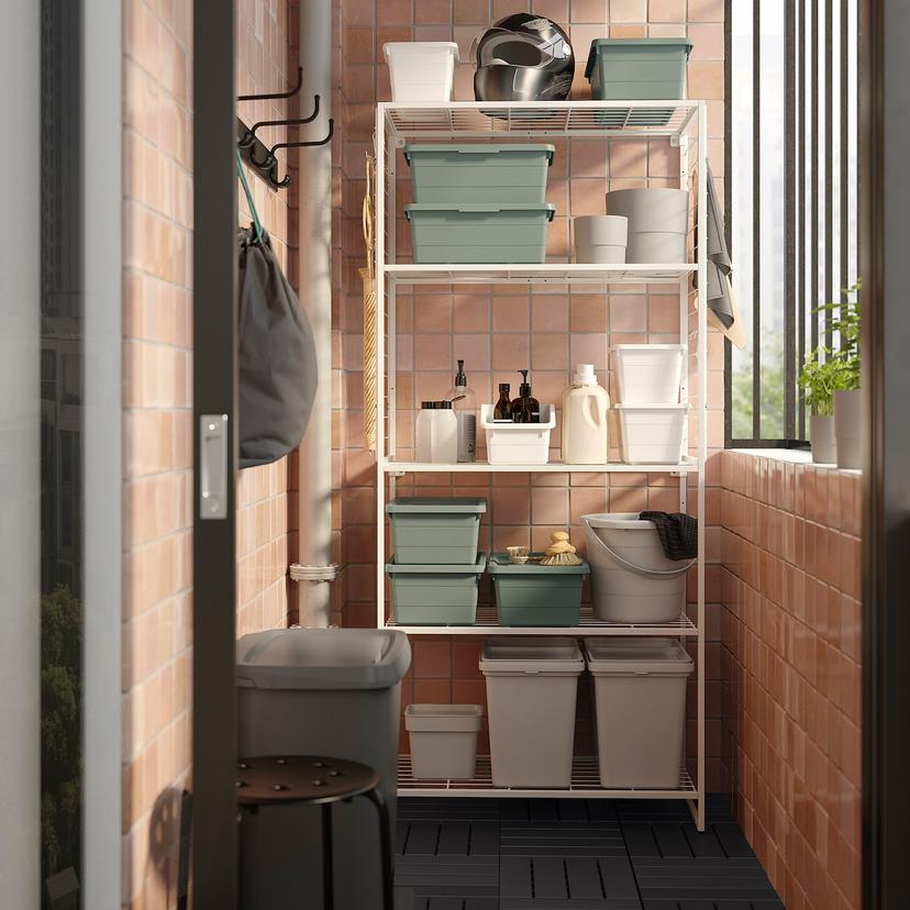 JOSTEIN — стеллаж с решеткой, д/дома/улицы/проволочный белый, 82x40x180 см