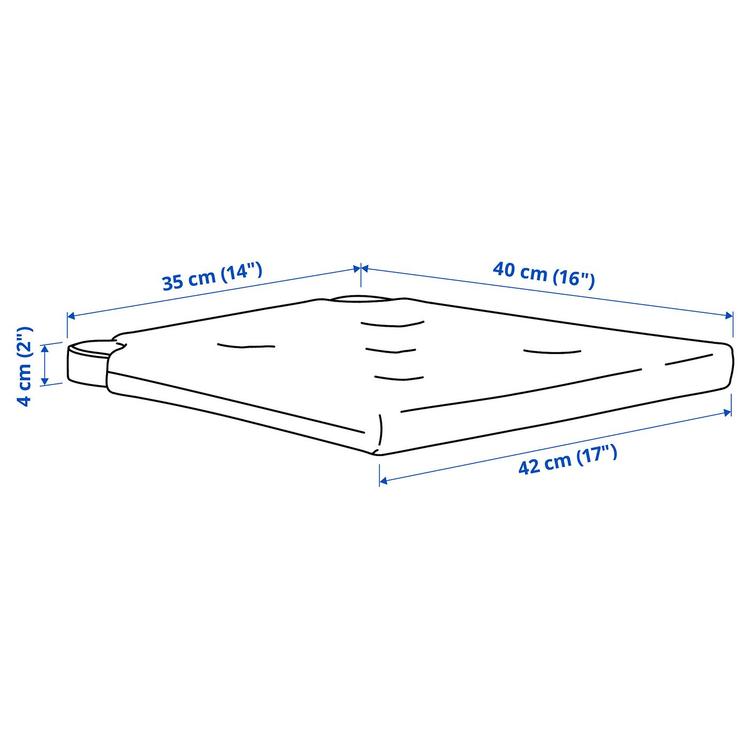 подушка на стул, серо-синий, 42/35x40x4 см dimensions