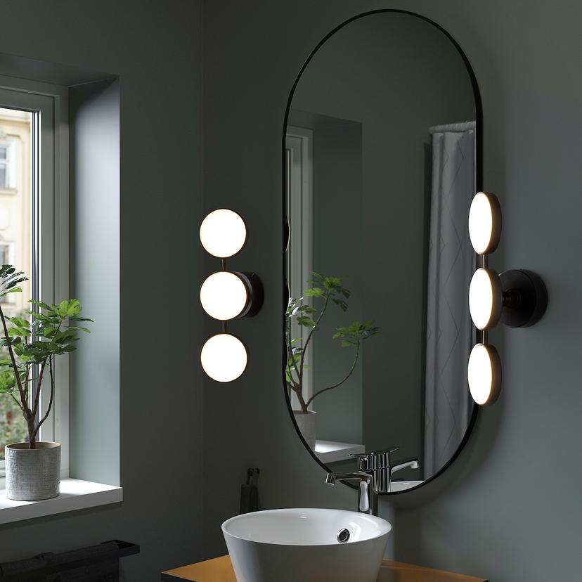 KABOMBA — бра, светодиодный, регулируемая яркость матовая поверхность/черный, 47x14 см