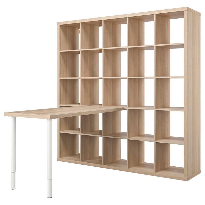 KALLAX / LAGKAPTEN — стол, комбинация, белый/под беленый дуб, 182x159x182 см