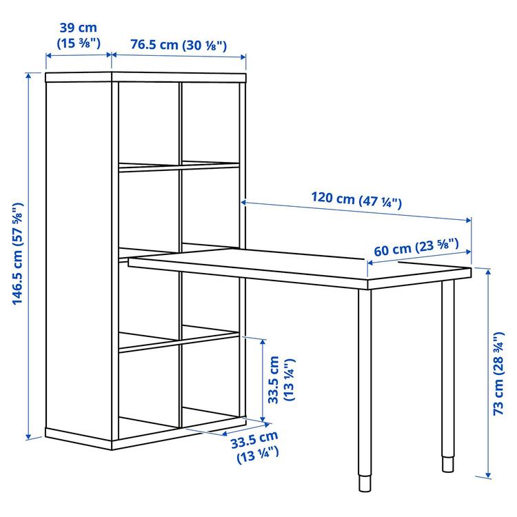 стол, комбинация, белый/под беленый дуб, 77x159x147 см dimensions