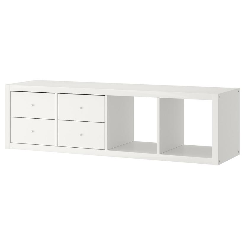KALLAX — стеллаж с 2 вставками, белый, 42x147 см