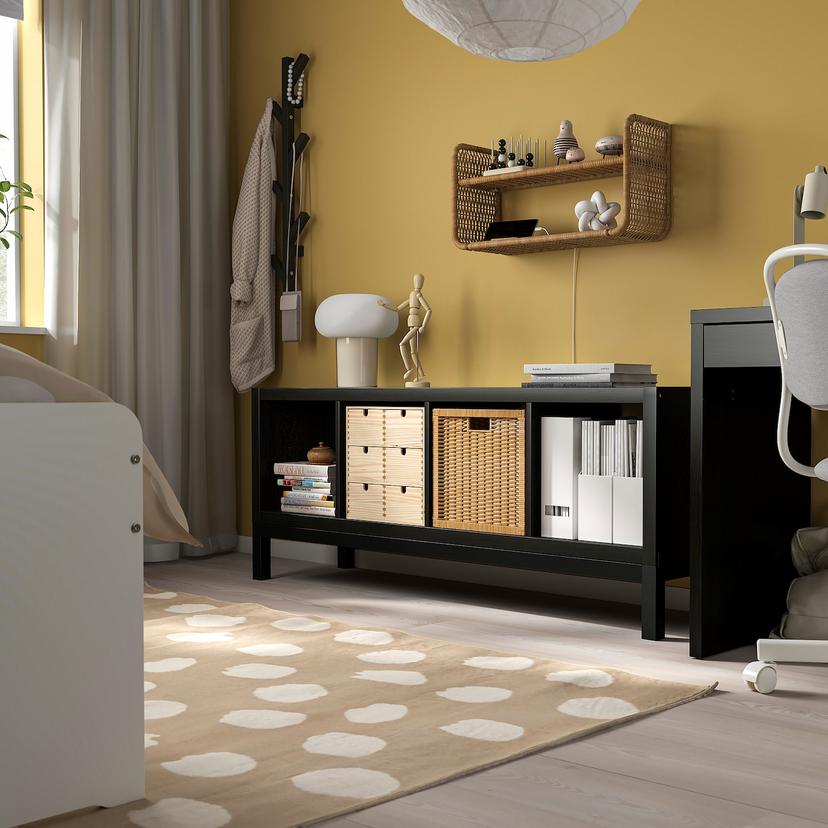 KALLAX — стеллаж с основанием, черно-коричневый/черный, 147x59 см