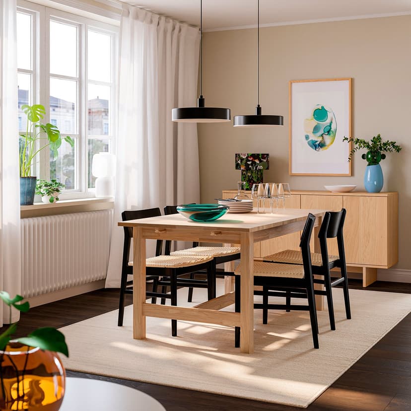 KARSKÄR / SKANSNÄS — Stół i 4 krzesła, drewno kauczukowe/czarny buk,