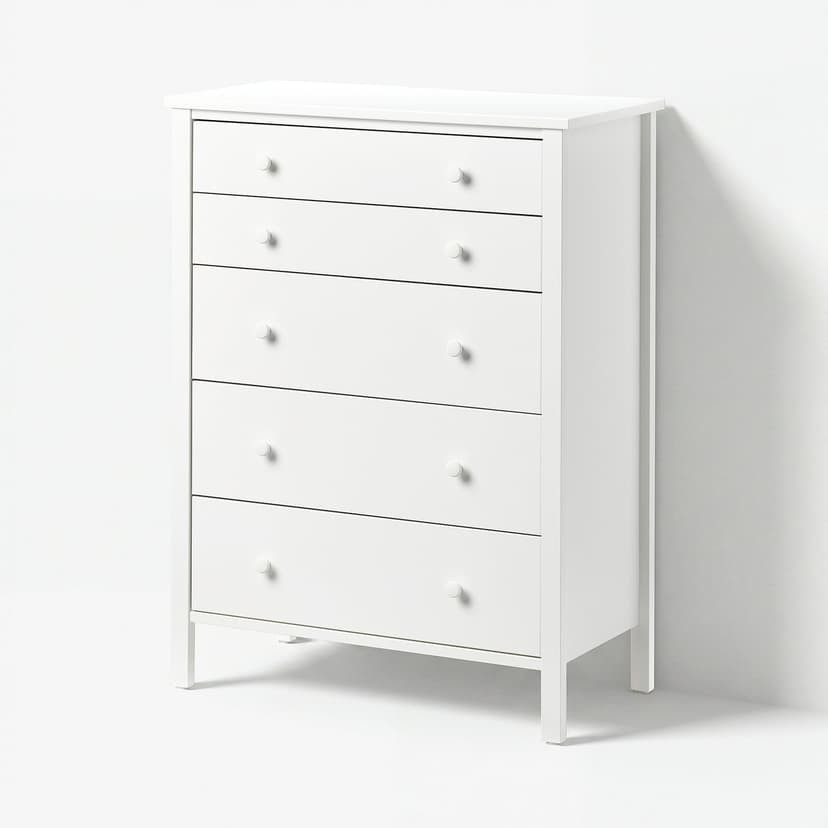 KILBERGET — Комод с 5 ящиками, белый, 76x102 см