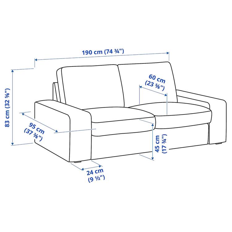 2-местный диван, Tibbleby бежевый/серый dimensions
