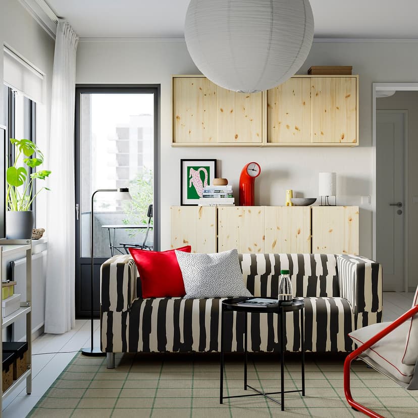 KLIPPAN — Sofa 2-osobowa, Grimsmåla czarny/beżowy,