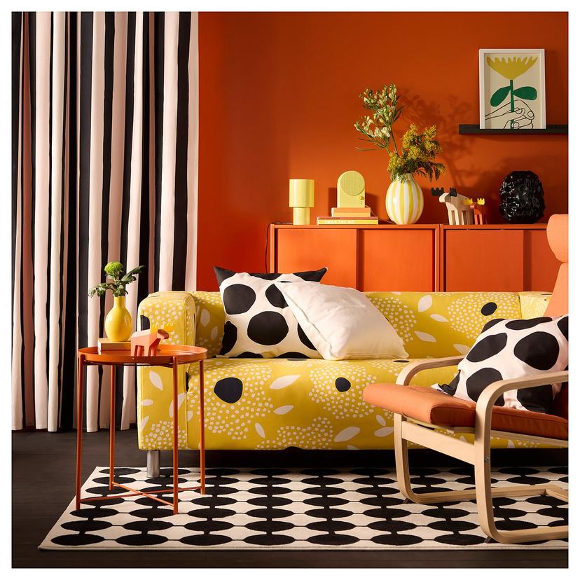 KLIPPAN — 2-местный диван, тингеторп желтый/белый/цветочный орнамент