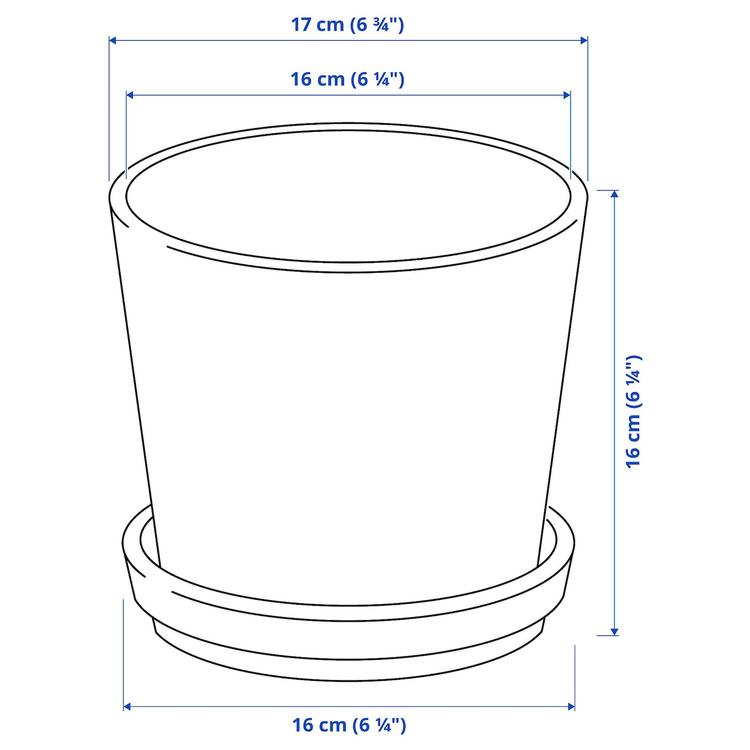 горшок цветочный с поддоном dimensions