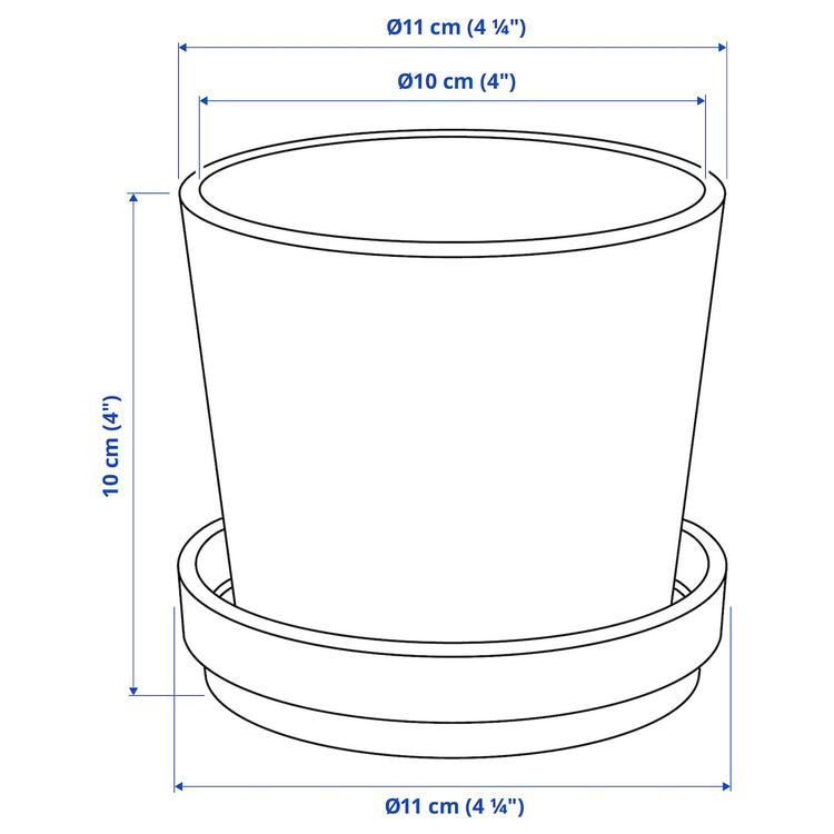 горшок цветочный с поддоном, д/дома/улицы/серый/бежевый, 9 см dimensions