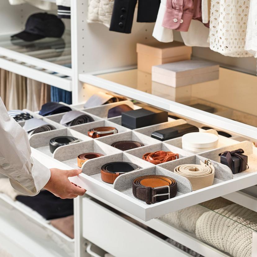 KOMPLEMENT — выдвижная полка с разделителем, белый/светло-серый, 100x58 см