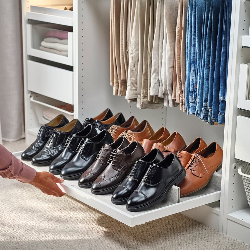 KOMPLEMENT — выдвижная полка с вставкой д/обуви, белый/светло-серый, 100x58 см