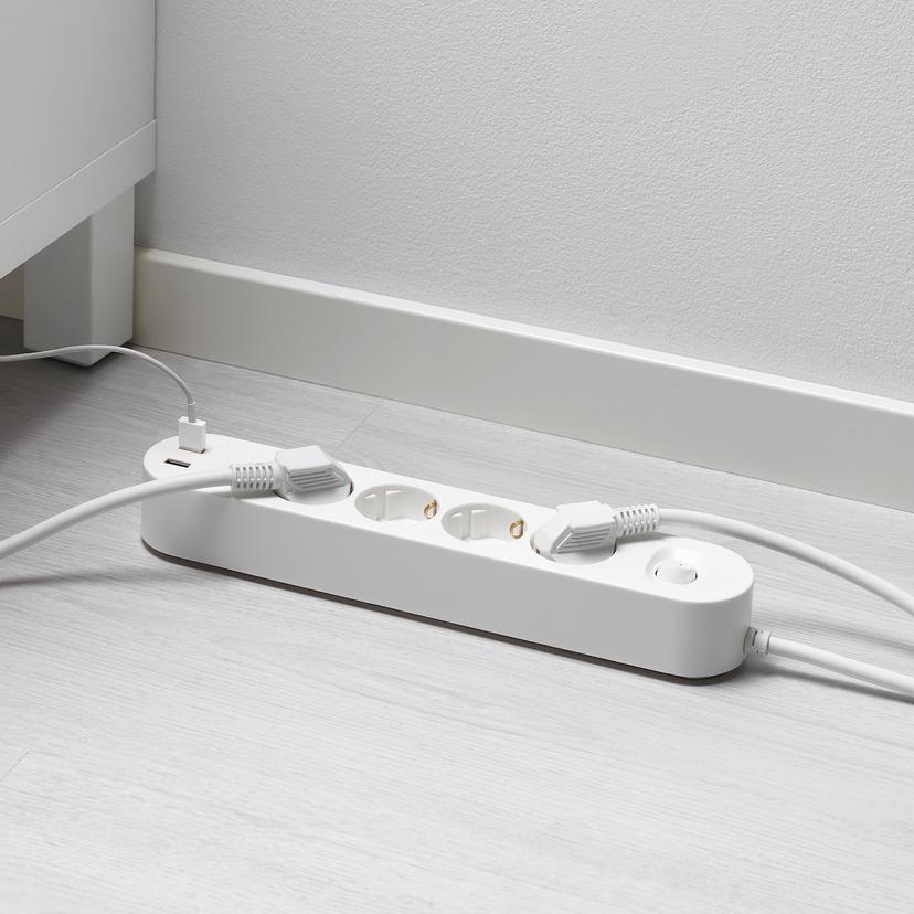 KOPPLA — Удлинительный кабель USB на 4 порта/2 разъема, белый.