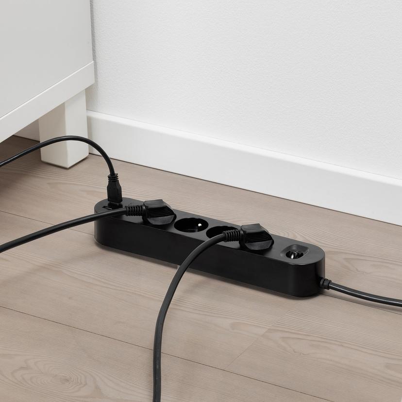 KOPPLA — Удлинительный кабель USB на 4 порта/2 разъема, черный.