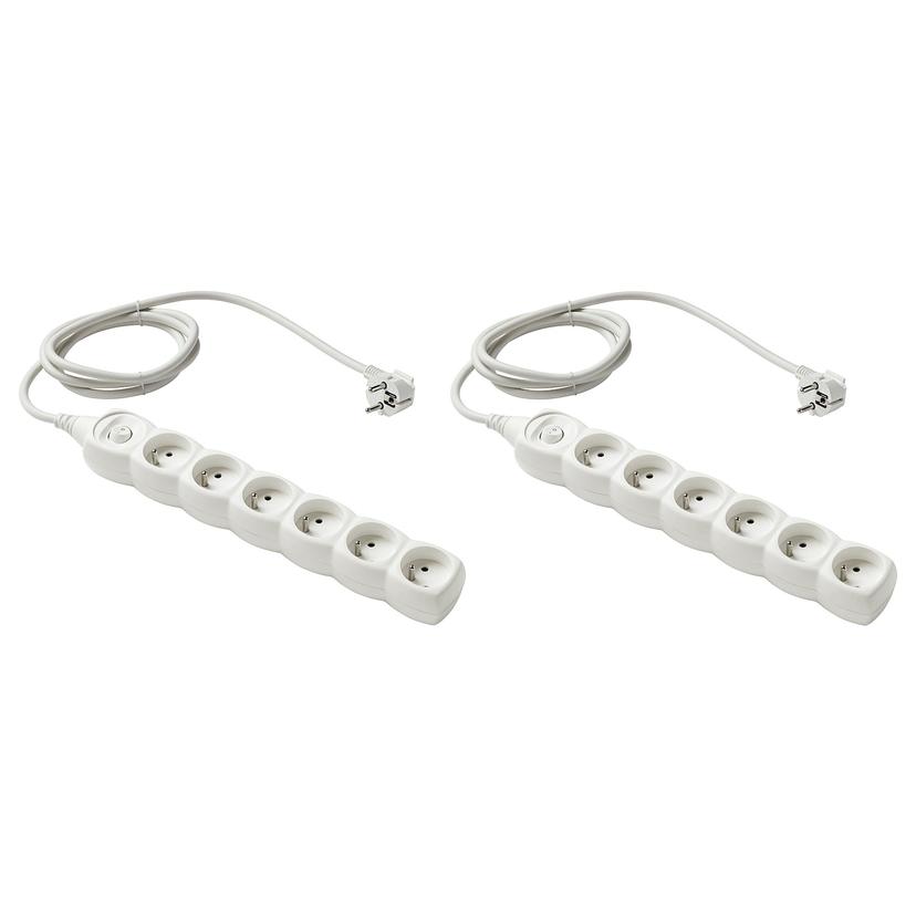 KOPPLA — Удлинитель на 6 розеток, с выключателем, белый.
