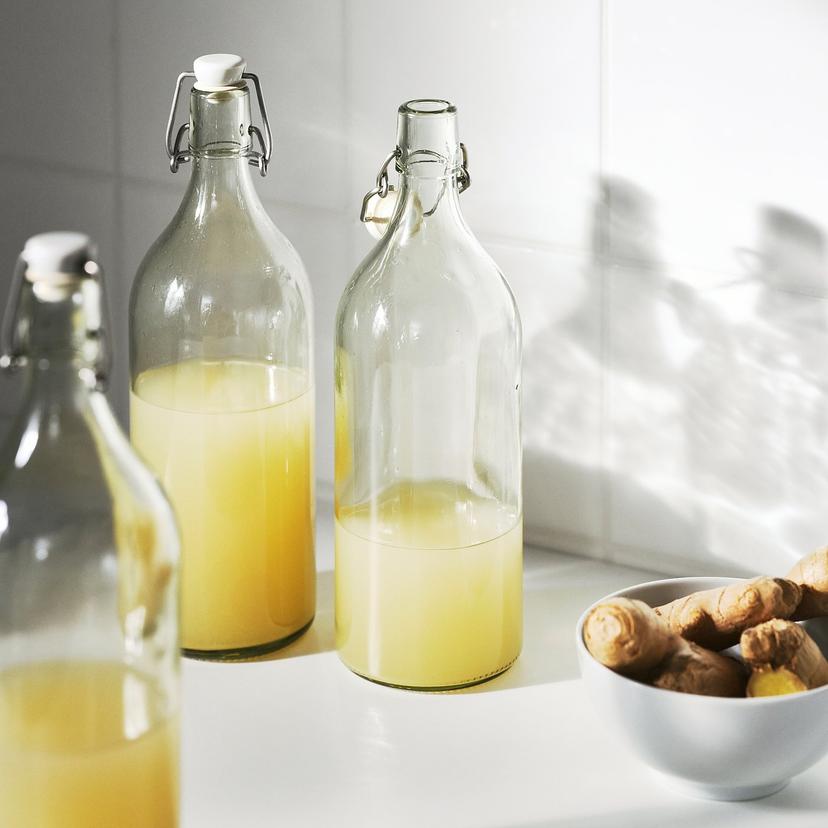 KORKEN — бутылка с пробкой, прозрачное стекло, 1 л