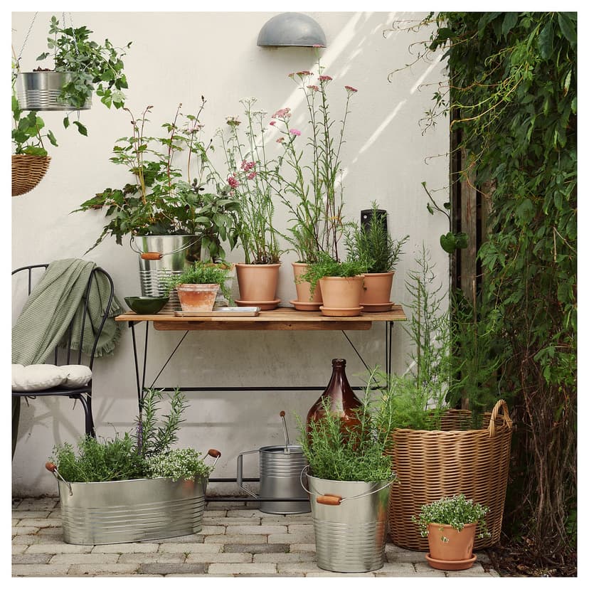 KORKGRAN — кашпо, д/дома/улицы/оцинковка, 27x58 см