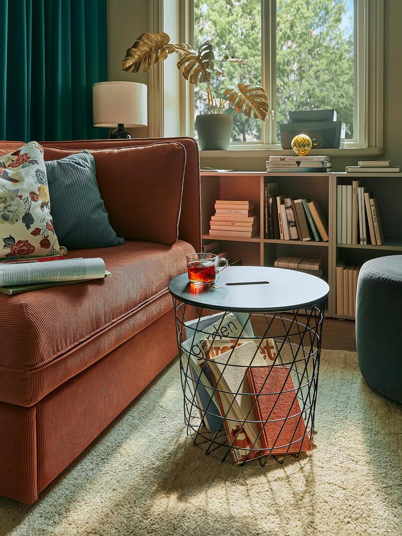 KVISTBRO — столик с отделениями д/хранения, черный, 44 см