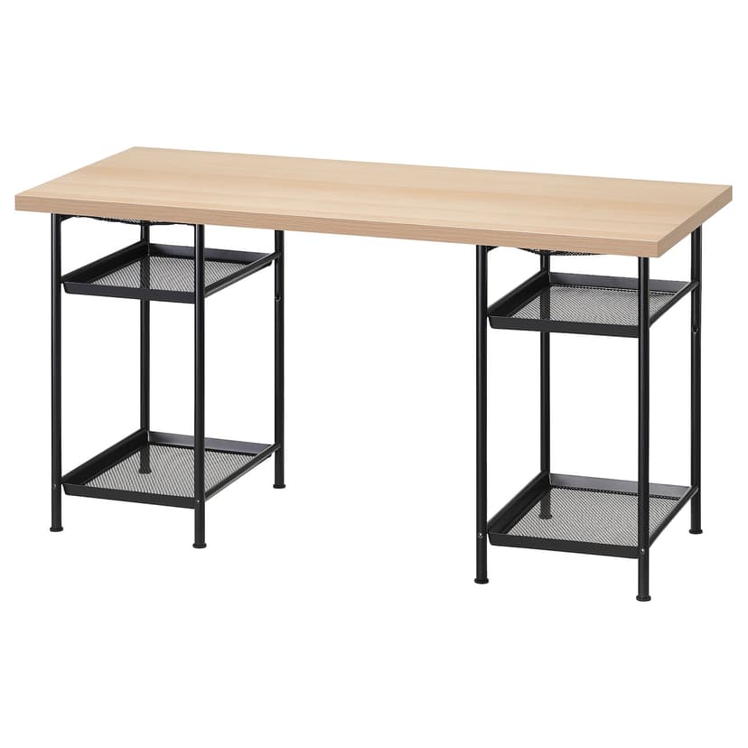 LAGKAPTEN / SPÄND — письменный стол, под беленый дуб/черный, 140x60 см