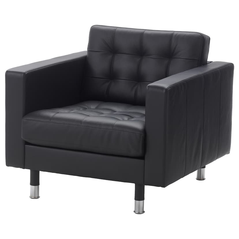 LANDSKRONA — Fotel, Grann/Bomstad czarny/metal,