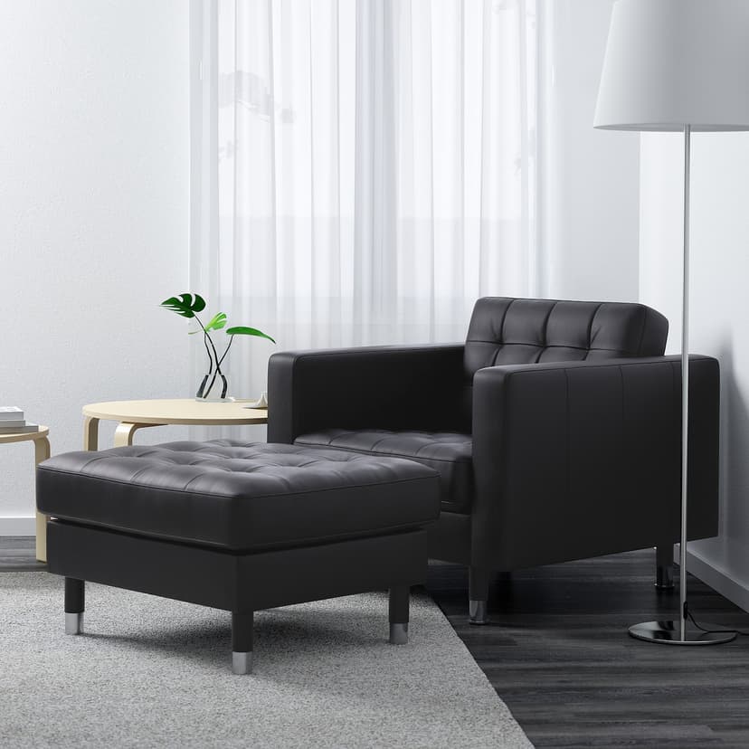 LANDSKRONA — Fotel, Grann/Bomstad czarny/metal,