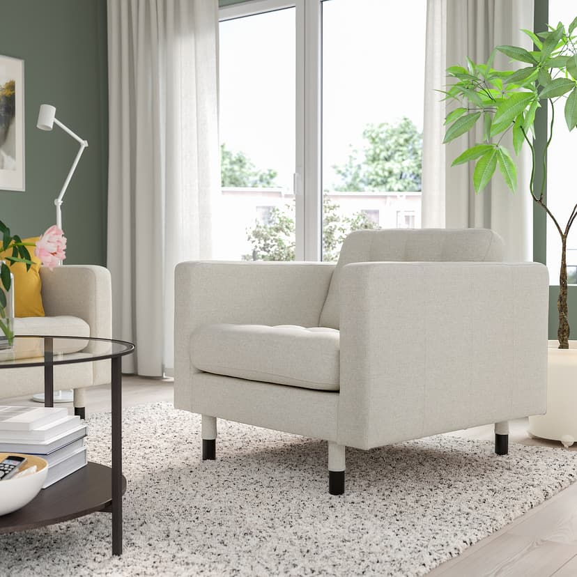 LANDSKRONA — Fotel, Gunnared beżowy/czarny,