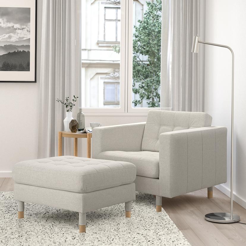 LANDSKRONA — Podnóżek, Gunnared beżowy/drewno,