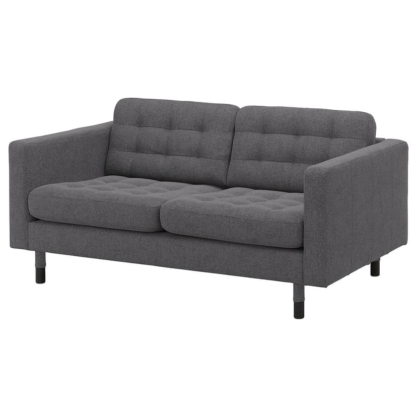 LANDSKRONA — Sofa 2-osobowa, Gunnared ciemnoszary/drewno/czarny,
