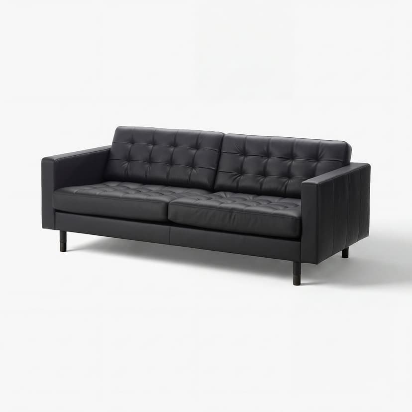 LANDSKRONA — Sofa 3-osobowa, Grann/Bomstad czarny/drewno/czarny,