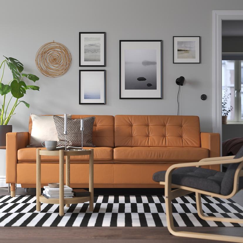 LANDSKRONA — 3-местный диван-кровать, Grann/Bomstad золотисто-коричневый/дерево