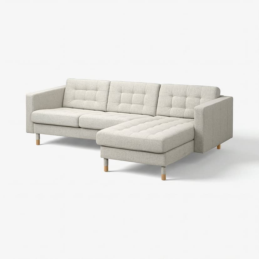 LANDSKRONA — Sofa 3-osobowa, z szezlongiem Gunnared/beżowy drewno,